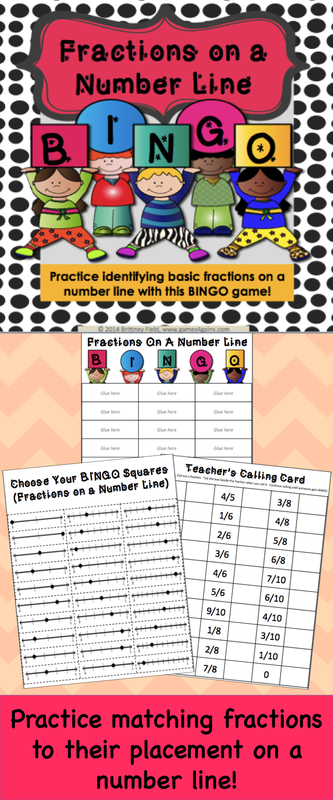 Fractions on a Number Line Bingo Game gives your students practice matching fractions to their placement on a number line. Practice identifying fraction halves, thirds, fourths, fifths, sixths, eighths, and even tenths on the number line!