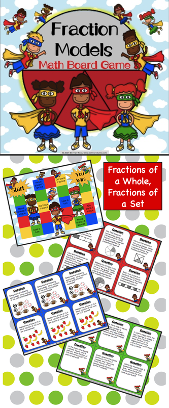 Fractions Game contains 36 WORD PROBLEM game cards and a game board to help students practice naming fractions of a whole and fractions of a set (3.NF.A.1). This game works great as a pair/group activity, or for use in math centers.