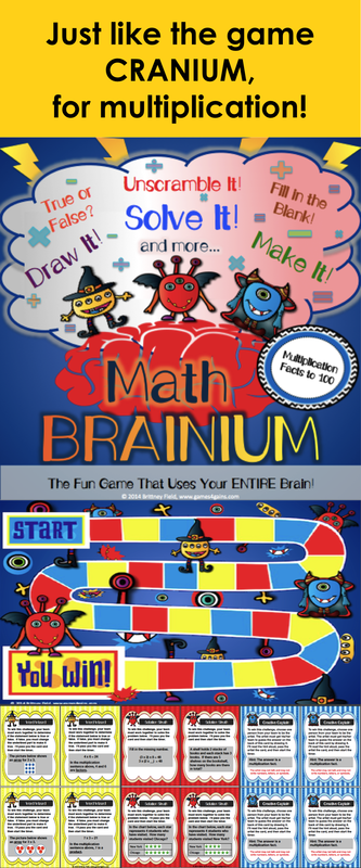 Multiplication Game: Ever played the board game Cranium? This multiplication game version of the popular game gets kids using their ENTIRE brain while practicing multiplication facts to 100. In this fun multiplication game, kids will work in teams to draw, sculpt, unscramble and solve their way to victory (and multiplication mastery)!
